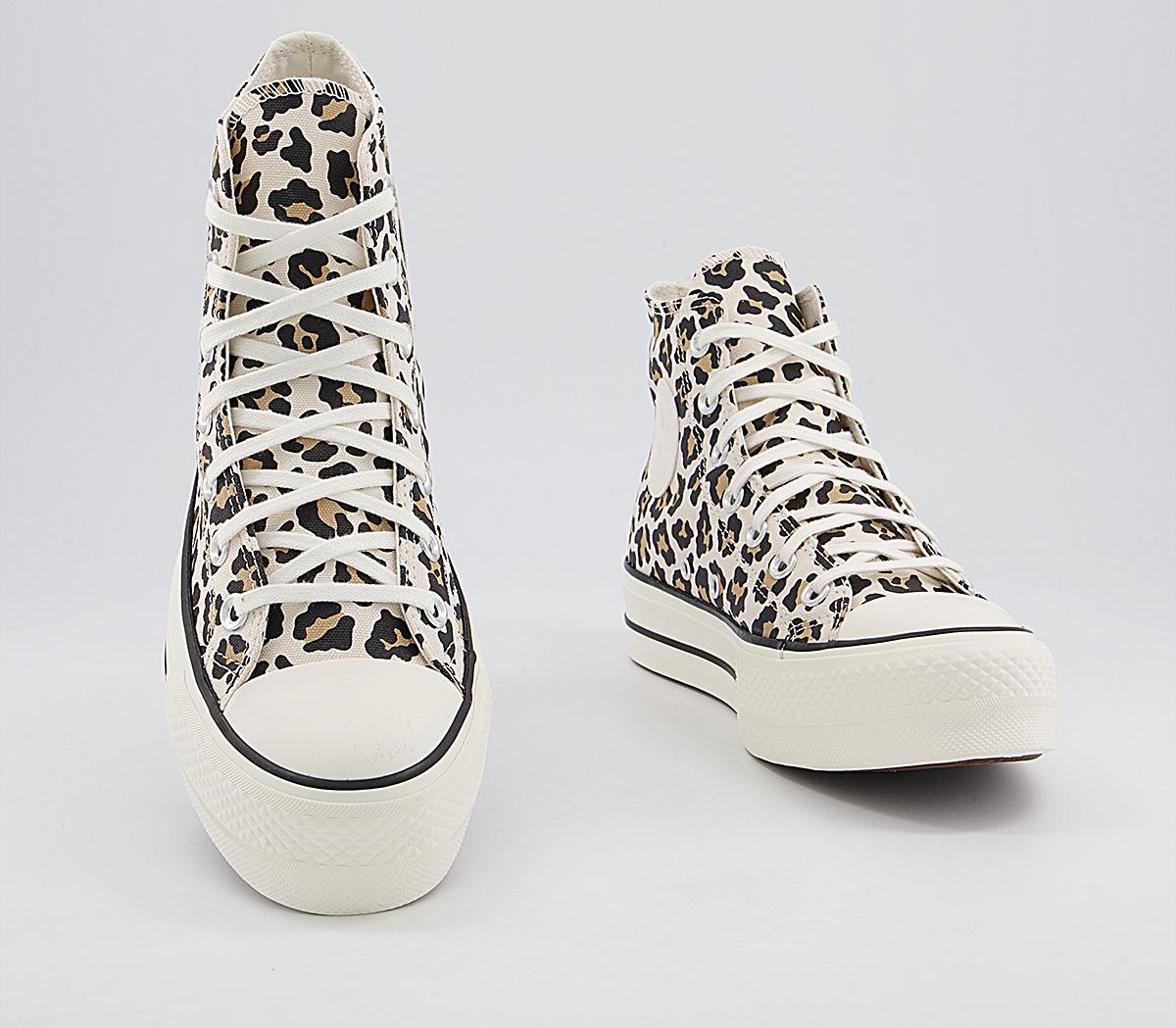 converse all star hi trainers leopard edged black egret driftwood