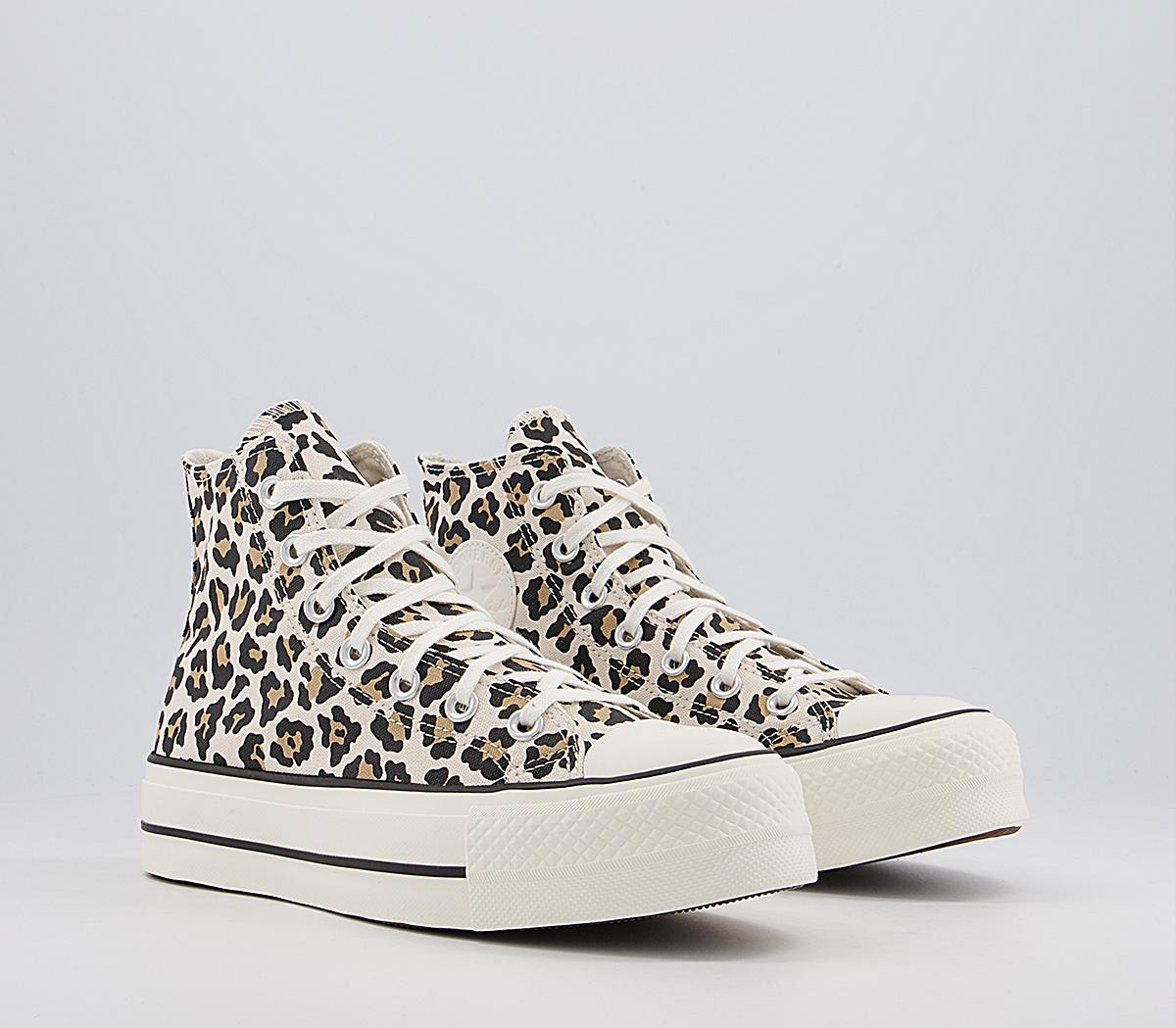 Converse All Star Lift Hi Trainers Leopard Driftwood Light Fawn Egret ...