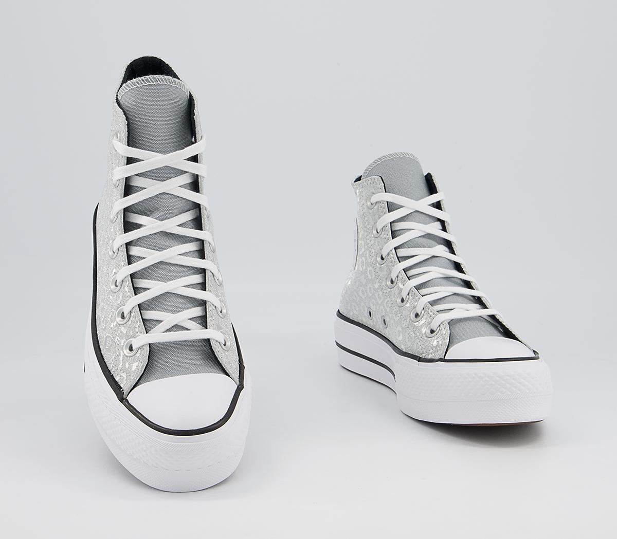 Converse All Star Lift Hi Platform Trainers Converse All Star Lift Hi Platform Trainers Silver Black White Leopard