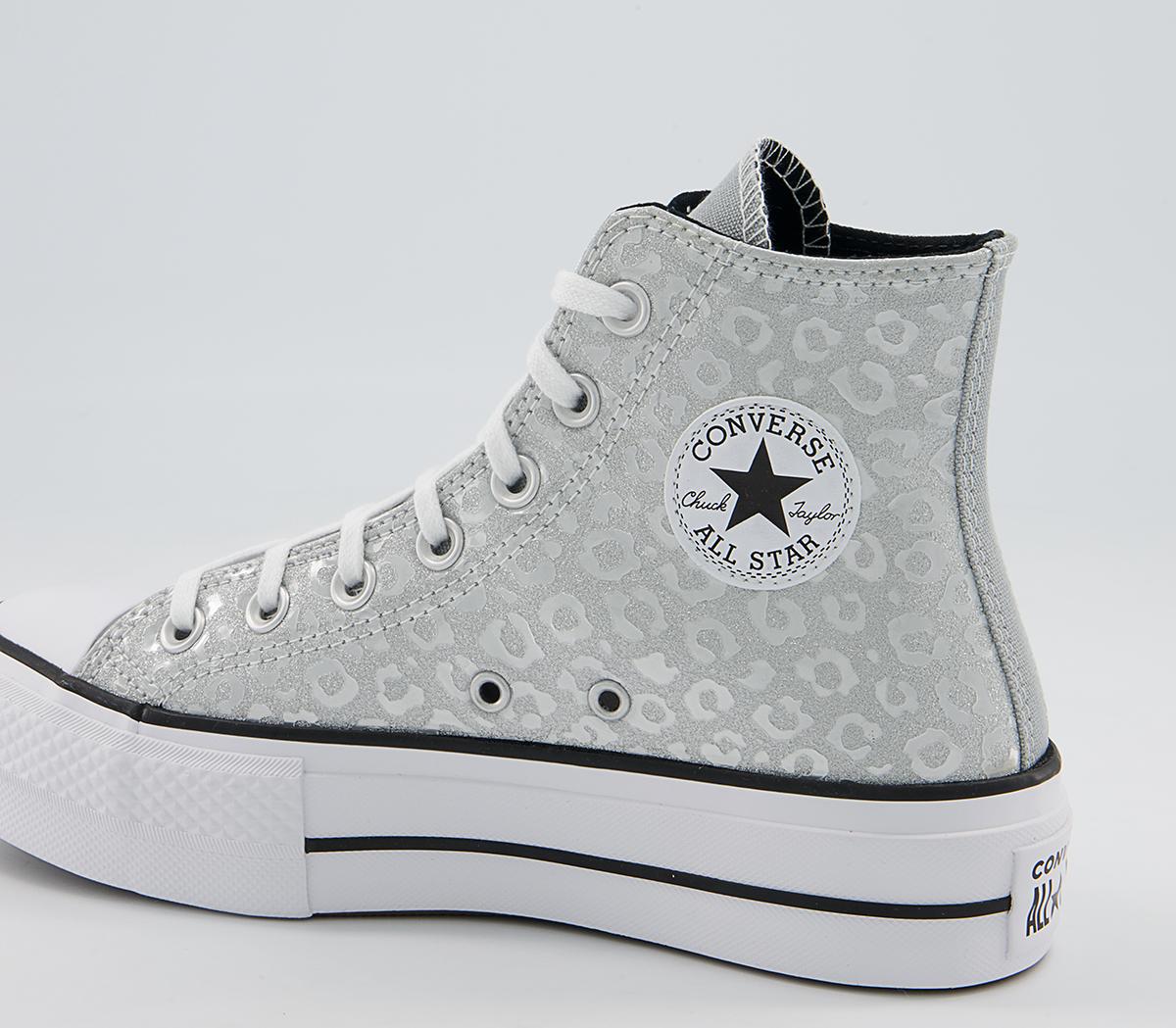 Converse All Star Lift Hi Platform Trainers Converse All Star Lift Hi Platform Trainers Silver Black White Leopard
