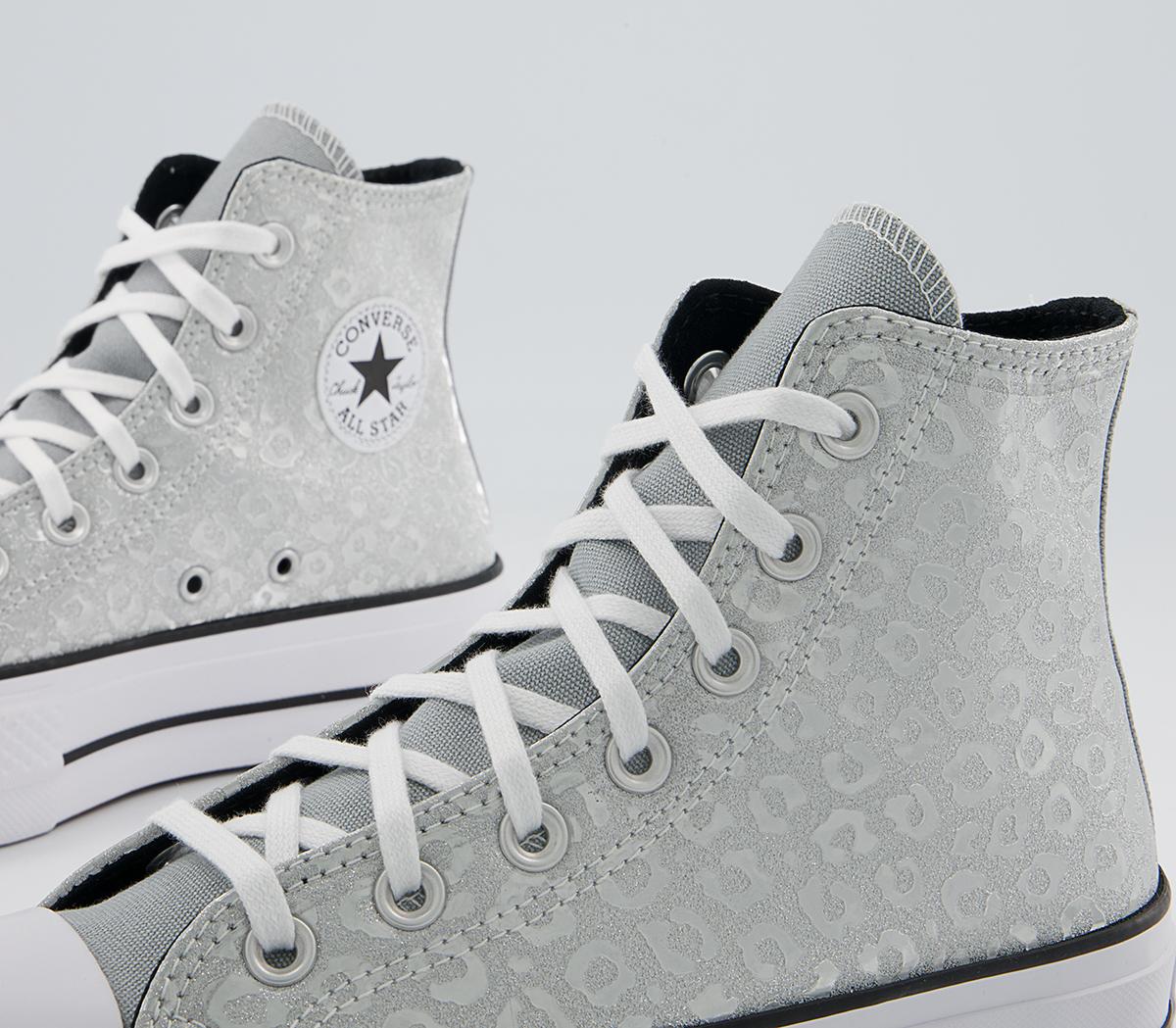 Converse All Star Lift Hi Platform Trainers Converse All Star Lift Hi Platform Trainers Silver Black White Leopard