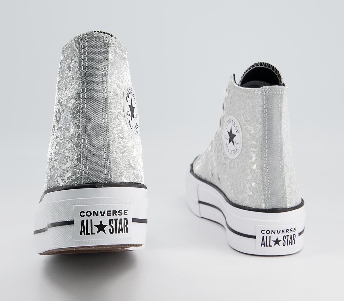 Converse All Star Lift Hi Platform Trainers Converse All Star Lift Hi Platform Trainers Silver Black White Leopard