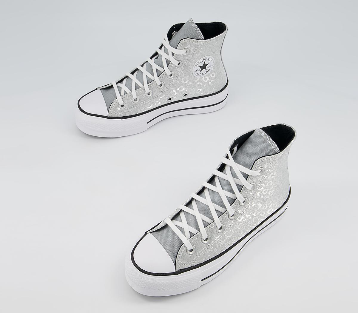 Converse All Star Lift Hi Platform Trainers Converse All Star Lift Hi Platform Trainers Silver Black White Leopard
