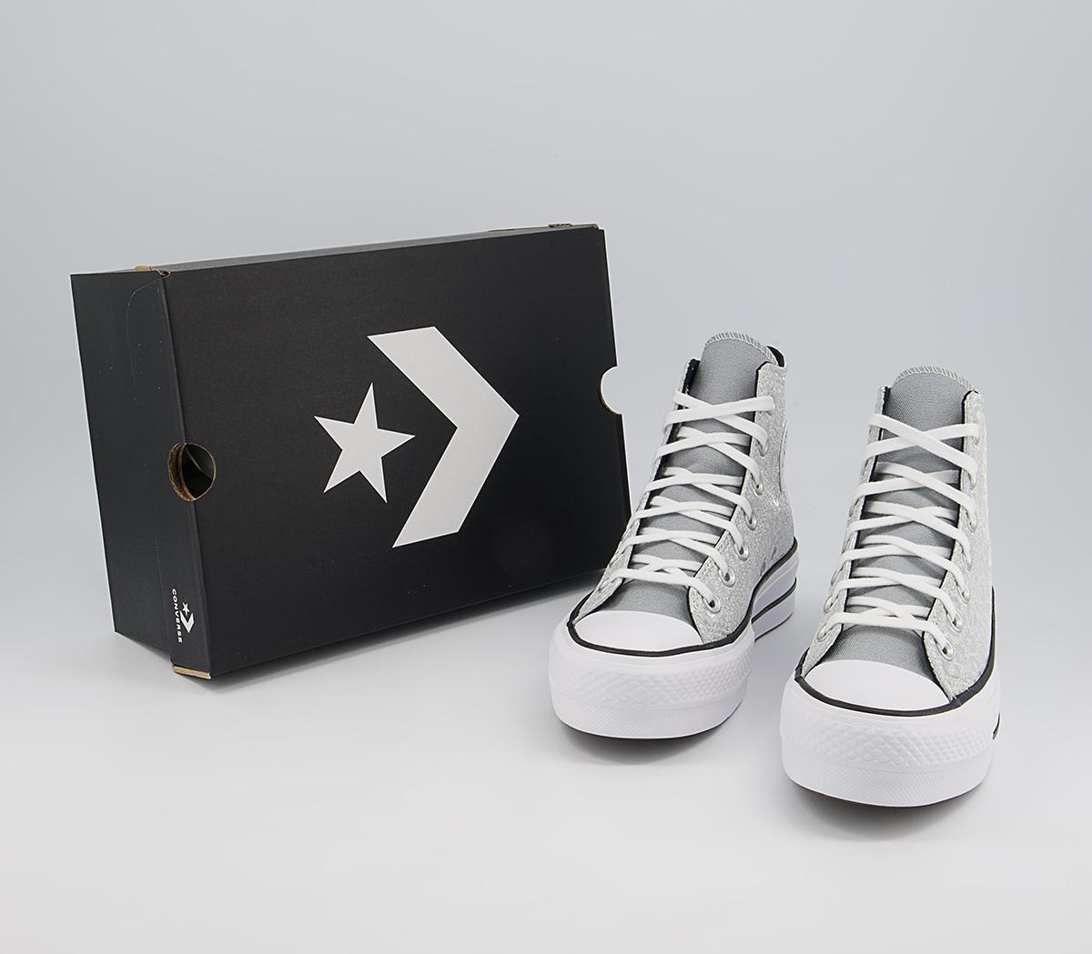 Converse All Star Lift Hi Platform Trainers Converse All Star Lift Hi Platform Trainers Silver Black White Leopard