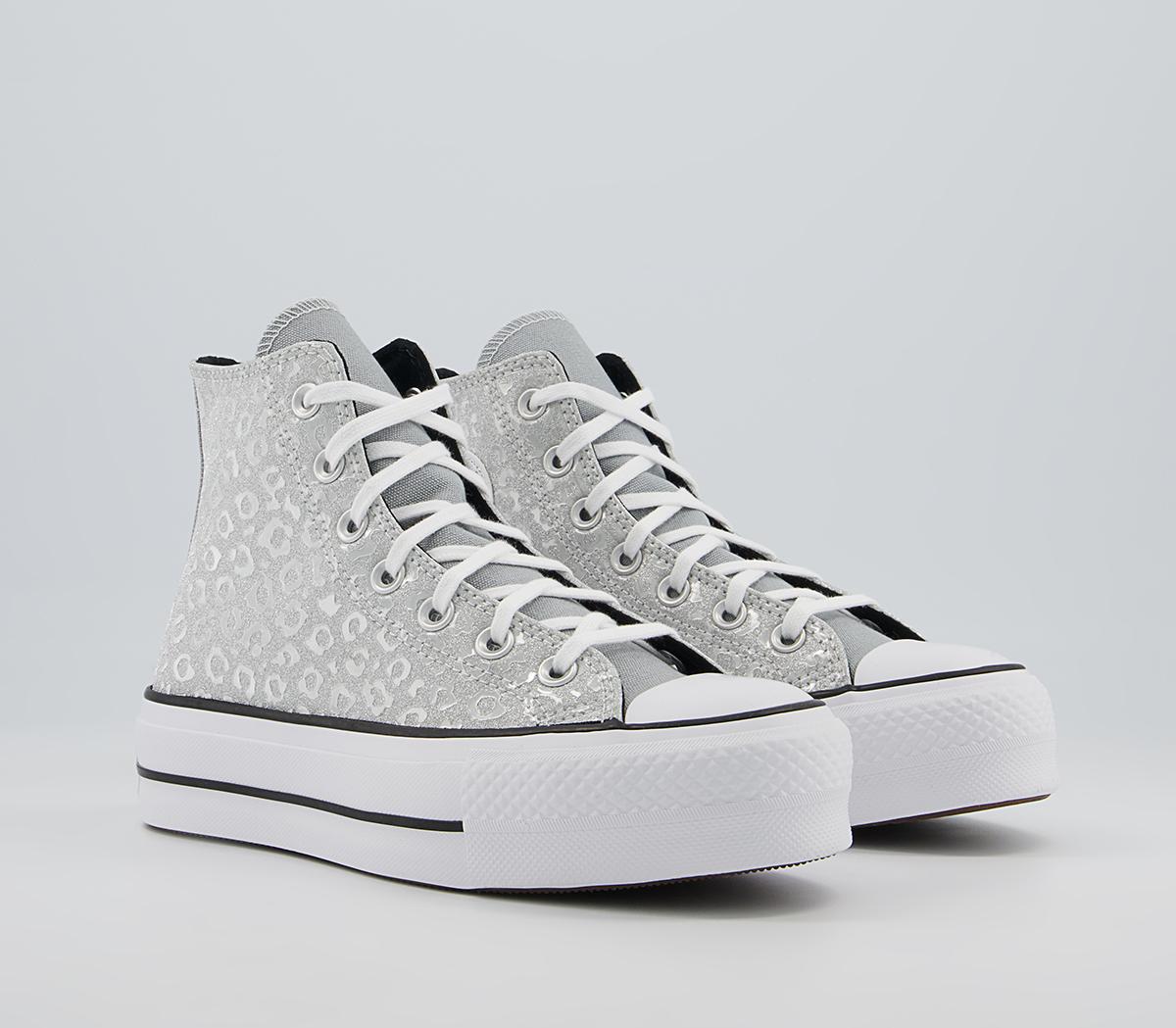 Converse All Star Lift Hi Platform Trainers Converse All Star Lift Hi Platform Trainers Silver Black White Leopard