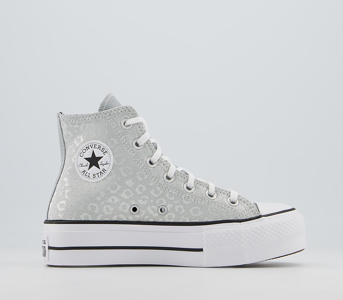 Converse All Star Lift Hi Platform Trainers Converse All Star Lift Hi Platform Trainers Silver Black White Leopard