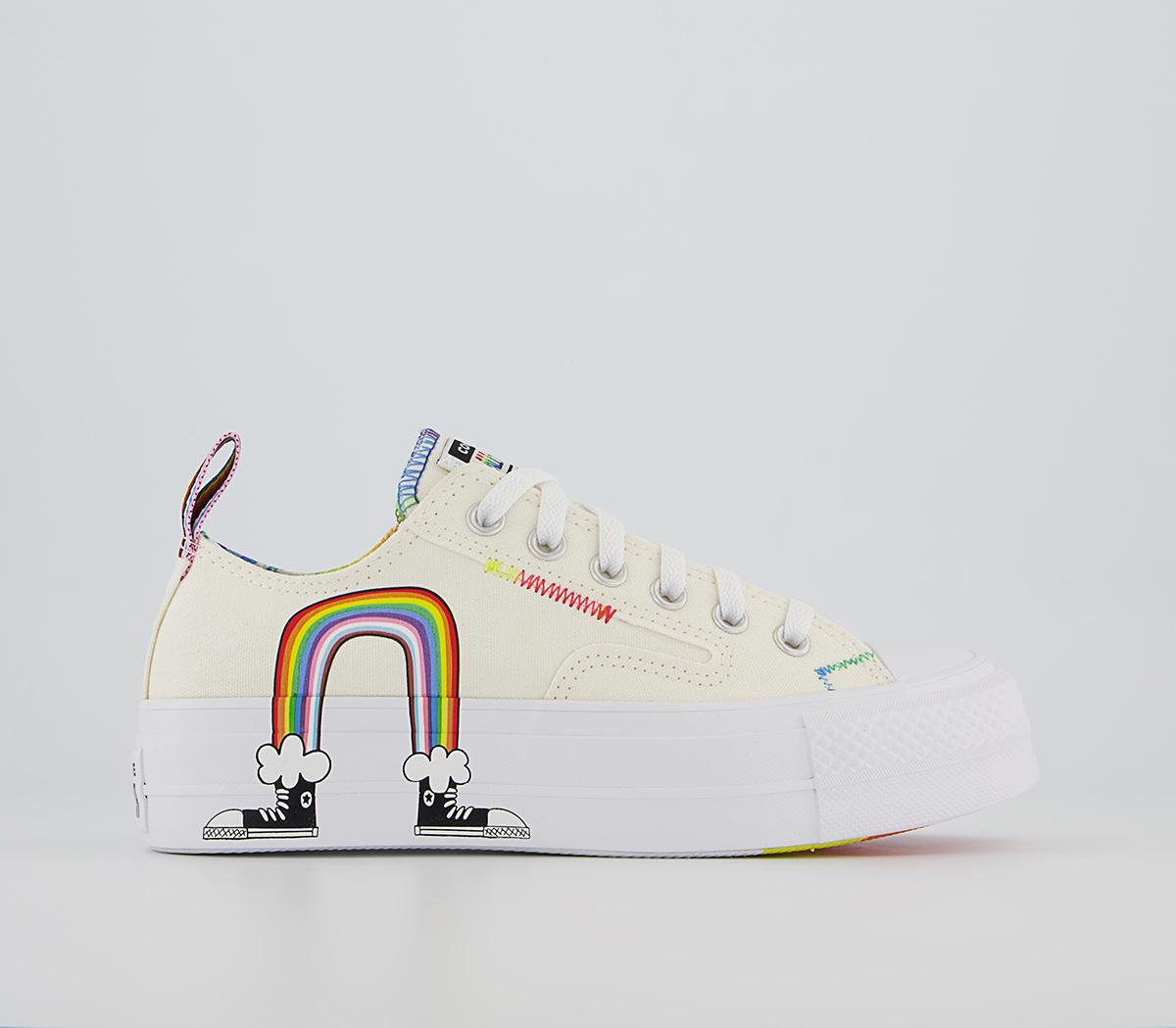 Converse all star low trainers egret white rainbow hot sale exclusive