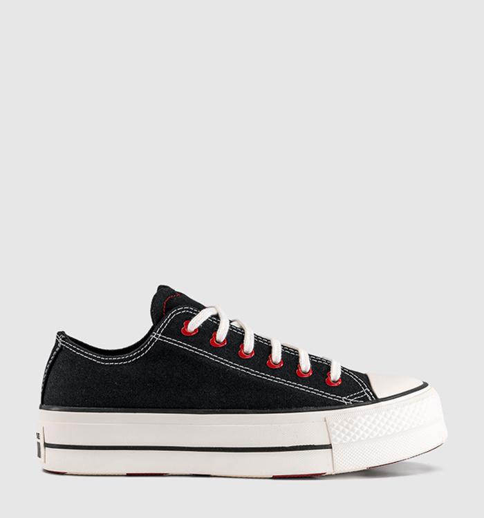 Converse All Star Lift Low Trainers Heart Black Egret