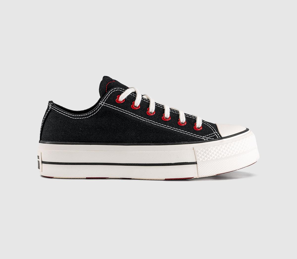Converse All Star Lift Low Trainers Heart Egret Black in Women's Size 3, Office Shoes