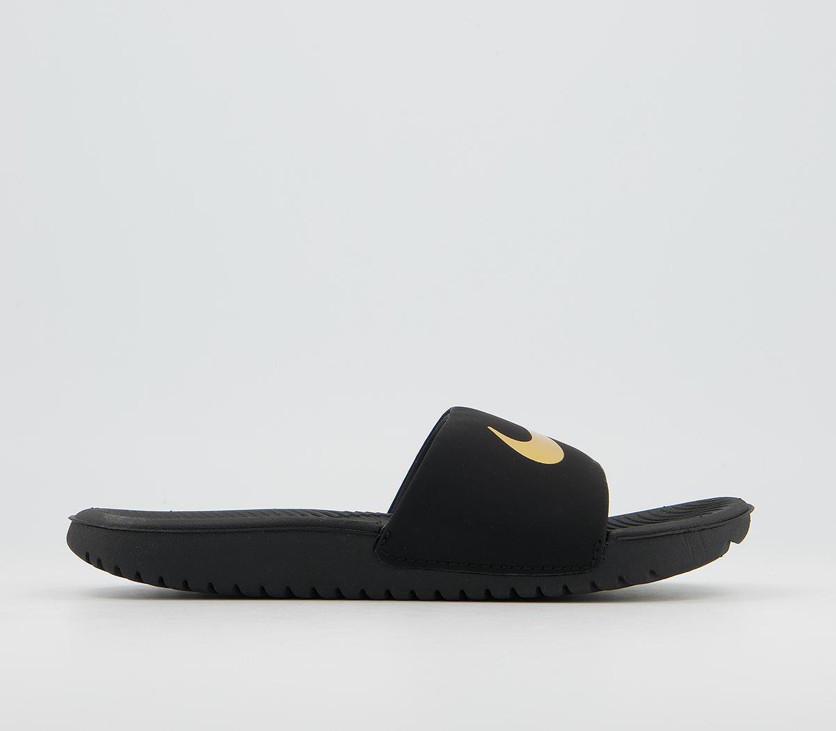 Nike slides outlet gold and black