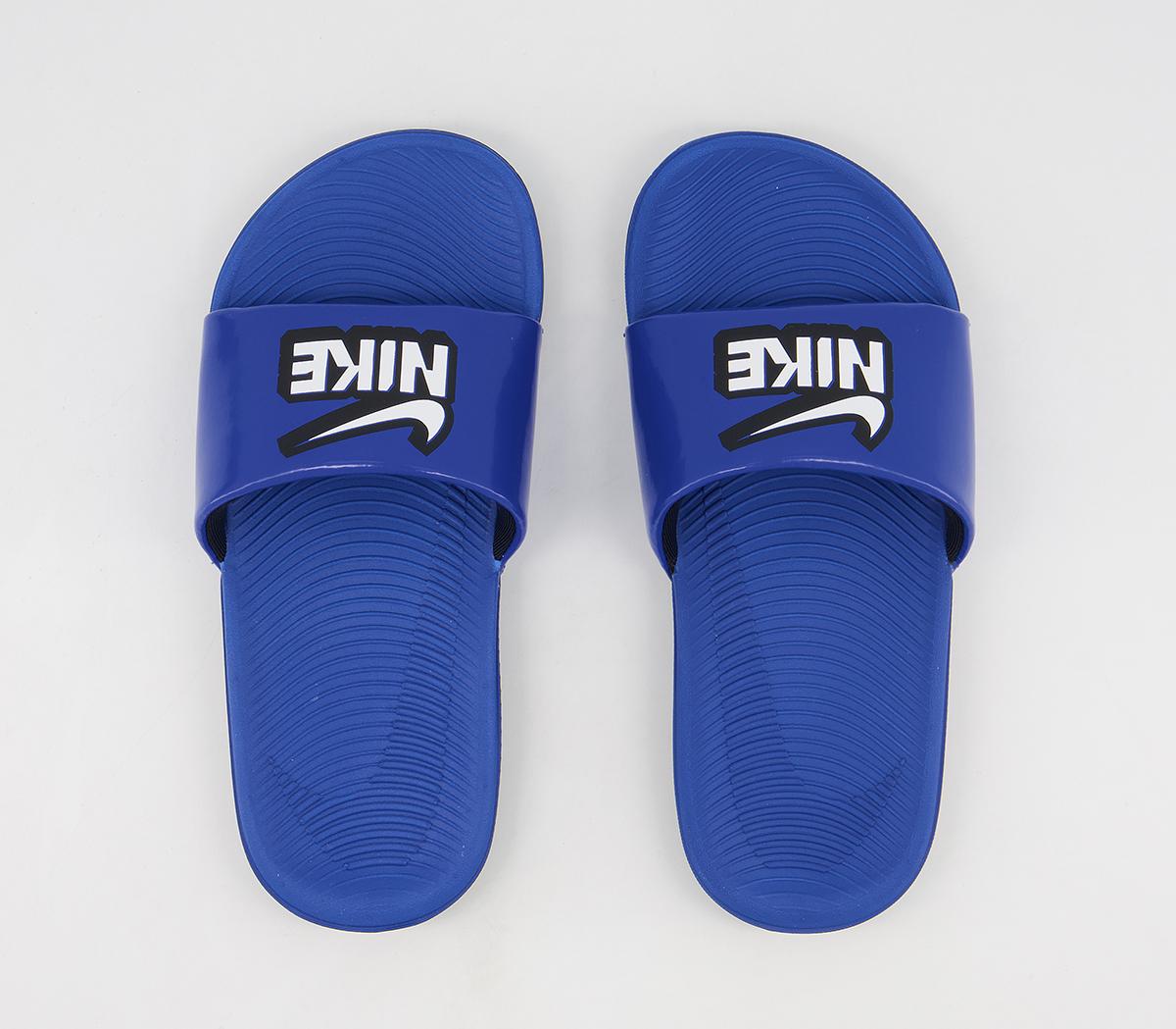 Nike Kawa Kids Slides Nike Kawa Kids Slides Game Royal Blue White Black