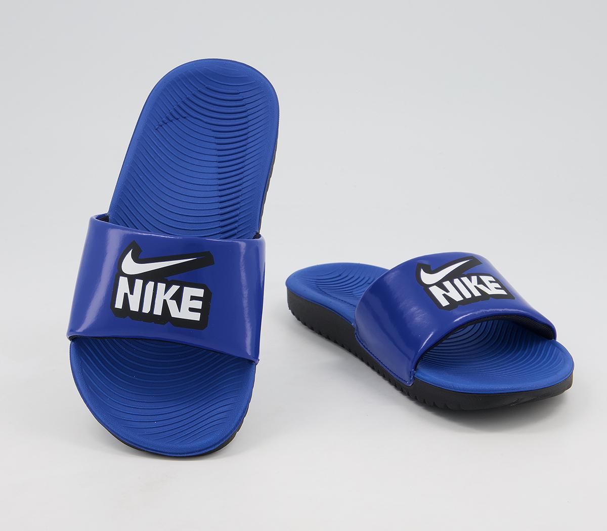 Nike Kawa Kids Slides Nike Kawa Kids Slides Game Royal Blue White Black
