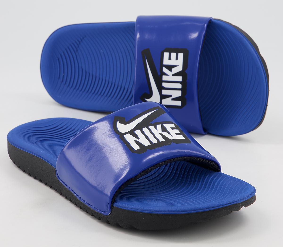 Nike Kawa Kids Slides Nike Kawa Kids Slides Game Royal Blue White Black