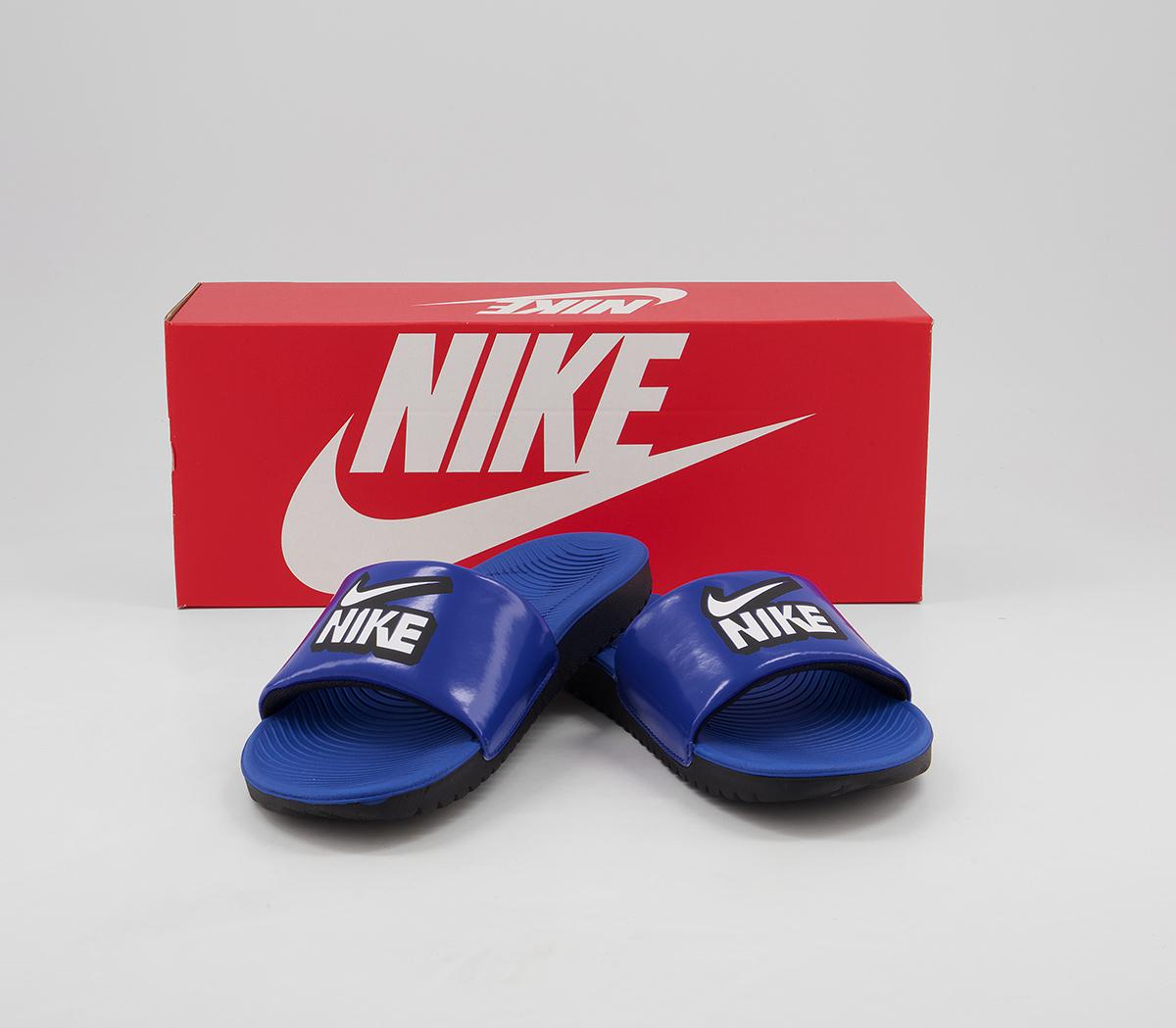Nike Kawa Kids Slides Nike Kawa Kids Slides Game Royal Blue White Black