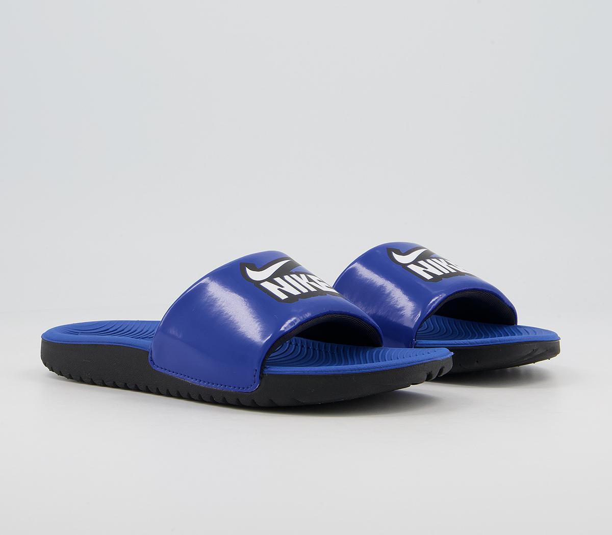 Nike Kawa Kids Slides Nike Kawa Kids Slides Game Royal Blue White Black