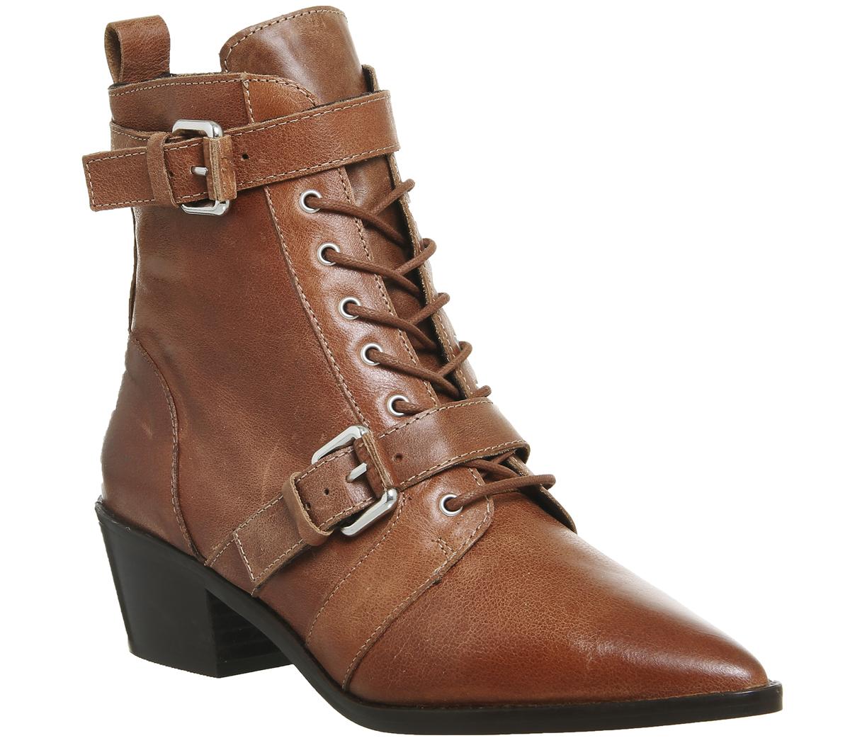 OFFICE Ambassador Lace Up Boots Tan Leather - Women's Ankle Boots