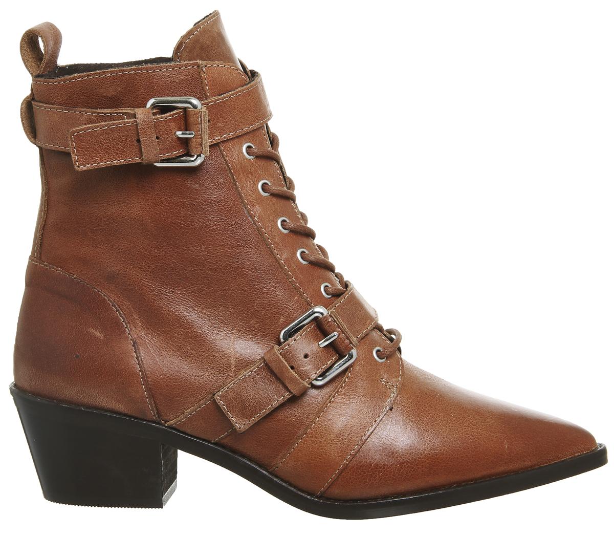 OFFICE Ambassador Lace Up Boots Tan Leather Women