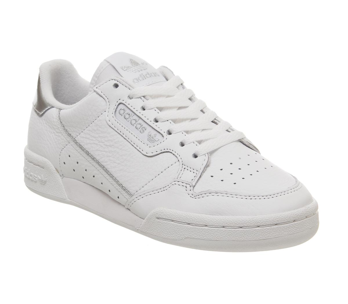 adidas Continental Trainers White White Silver - Women's