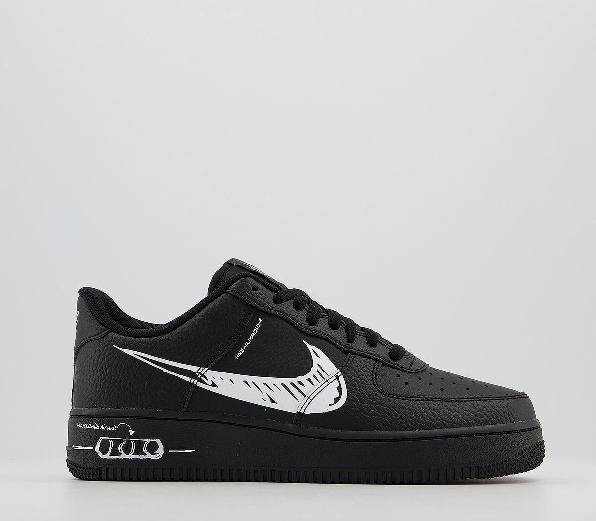 Nike Air Force 1 Utility Black White Scribble Unisex Sports