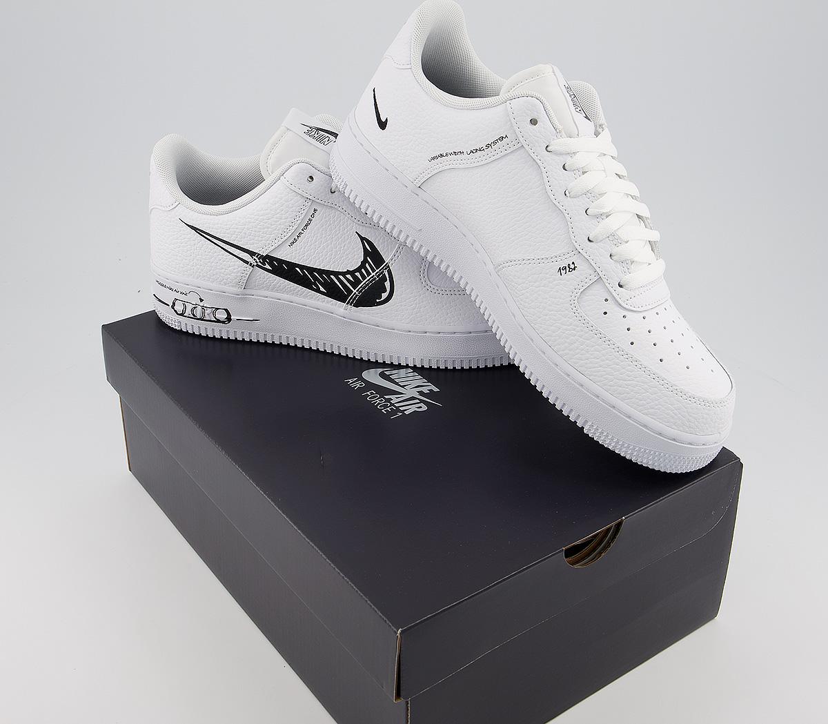 NikeAir Force 1 UtilityWhite Black Scribble