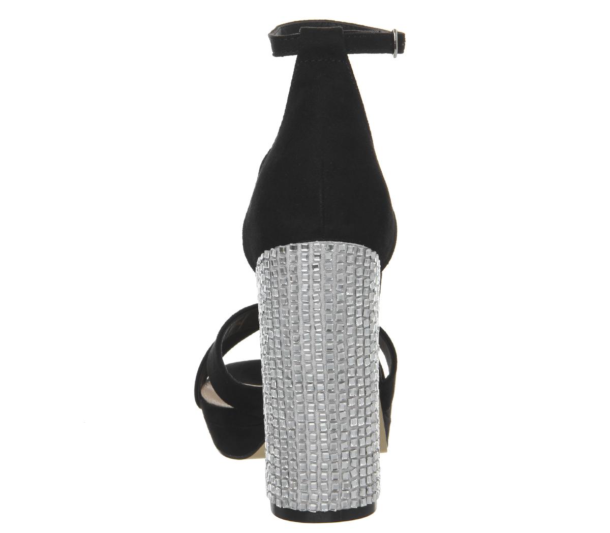 OFFICEHiccup Cross Vamp PlatformBlack Diamante Heel