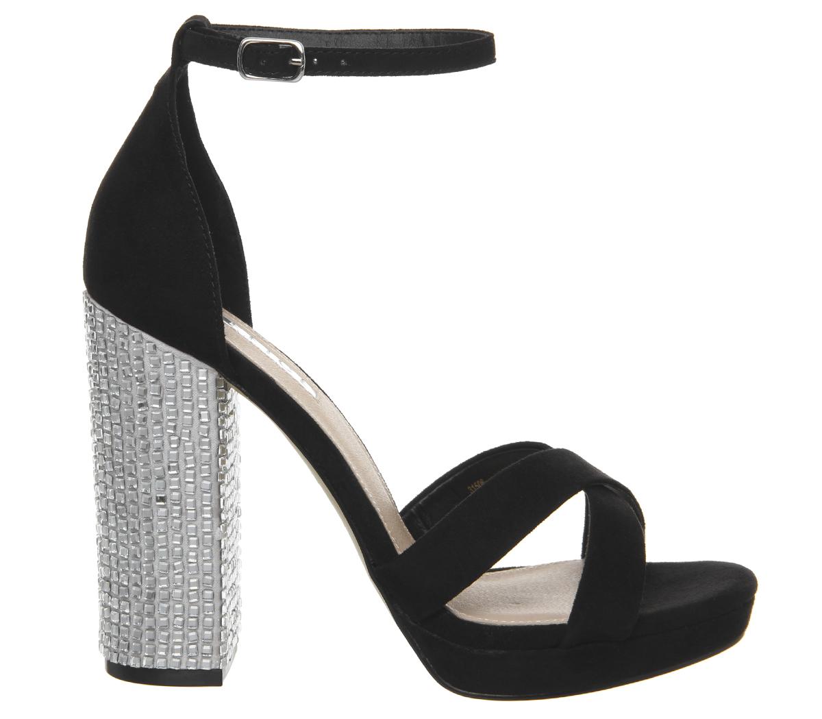 OFFICEHiccup Cross Vamp PlatformBlack Diamante Heel