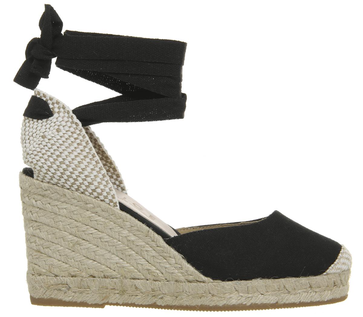 OFFICE Marmalade Espadrille Wedges Black Canvas - Mid Heels