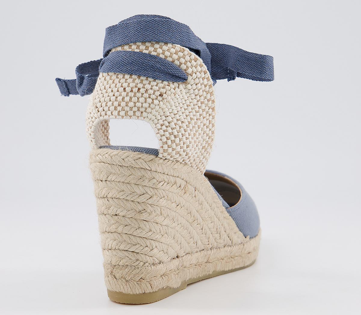 OFFICE Marmalade Part Espadrilles Blue Canvas Mid Heels