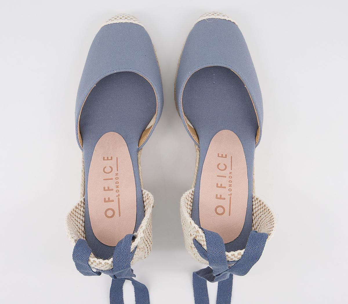 OFFICE Marmalade Part Espadrilles Blue Canvas Mid Heels