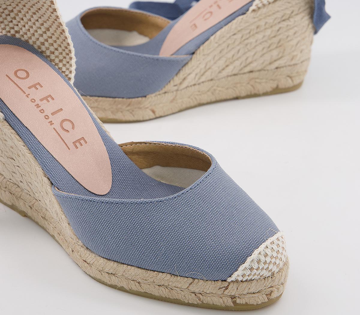 OFFICE Marmalade Part Espadrilles Blue Canvas Mid Heels
