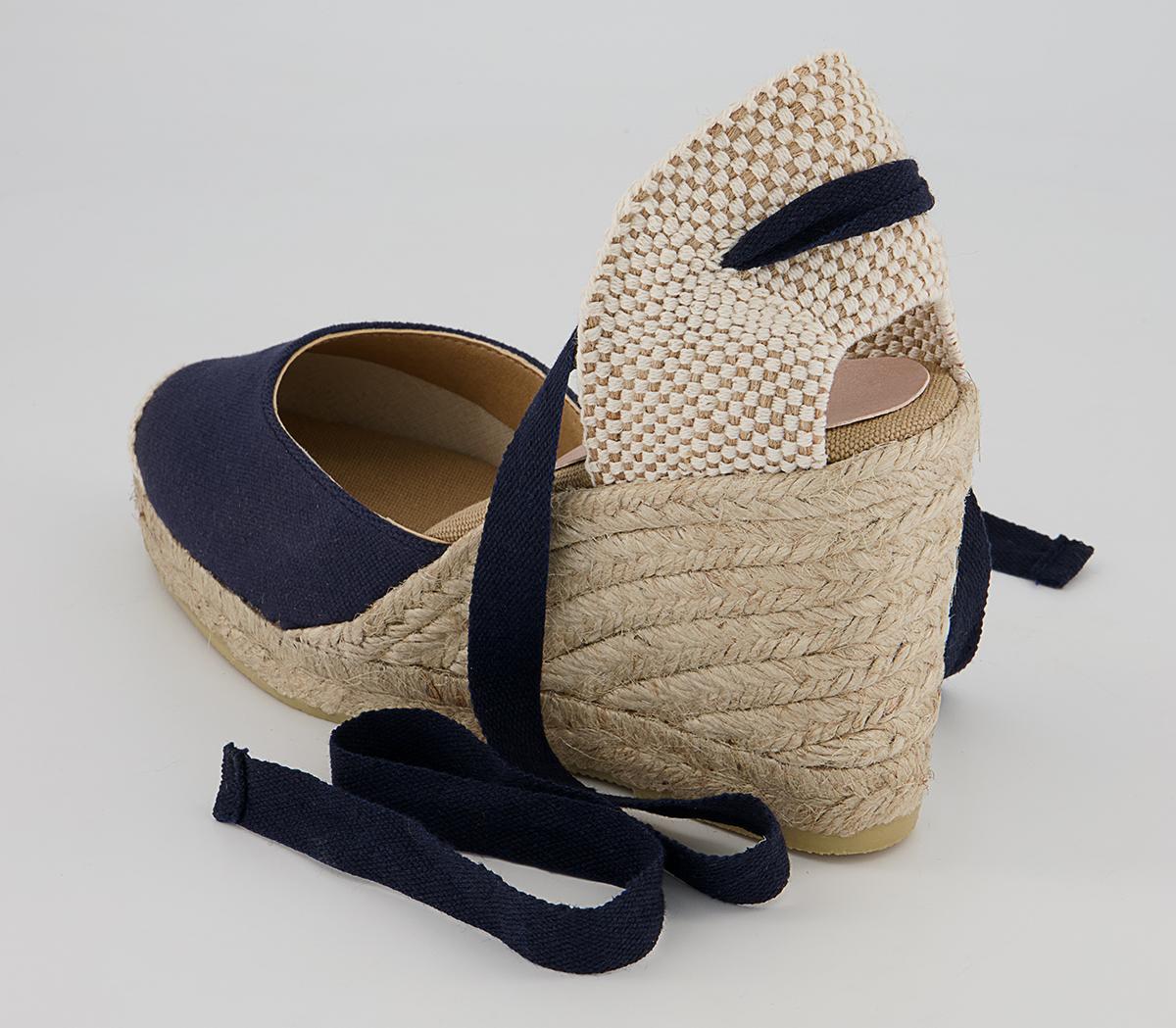 OFFICE Marmalade Espadrille Wedges Navy Canvas - Mid Heels