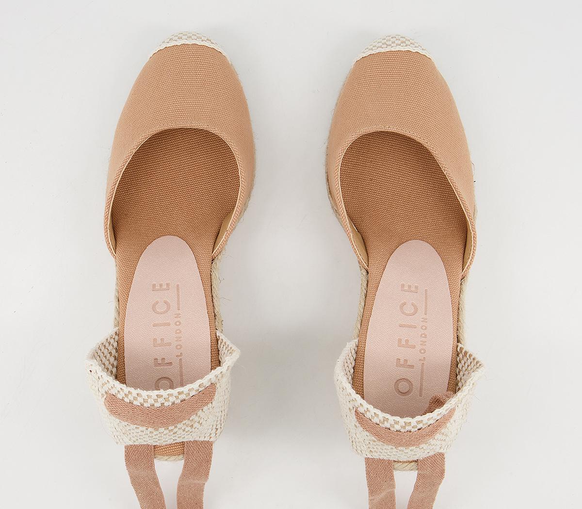 OFFICE Marmalade Part Espadrilles Blush Canvas Mid Heels