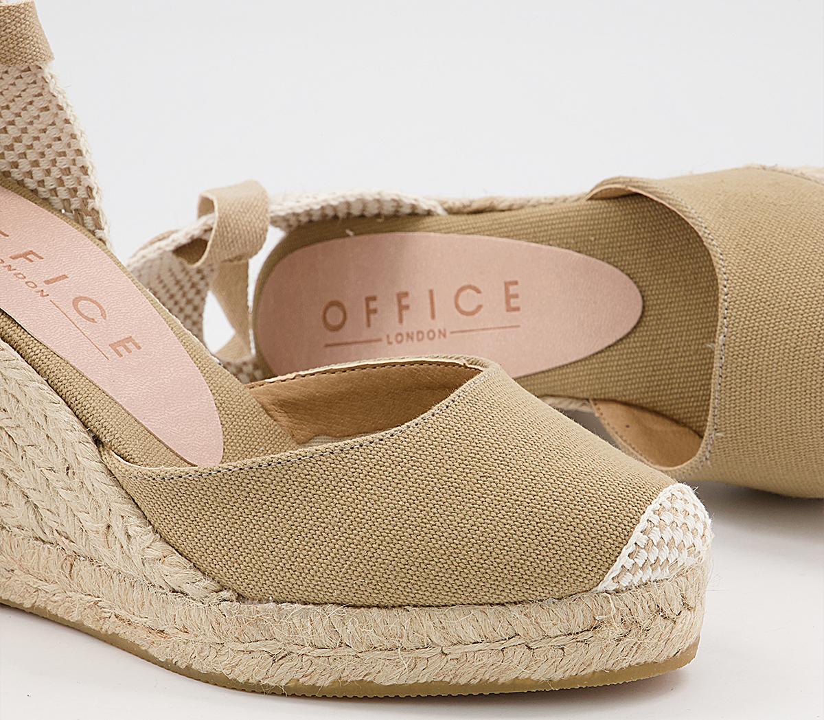 Office Marmalade Part Espadrilles Nude Canvas Mid Heels