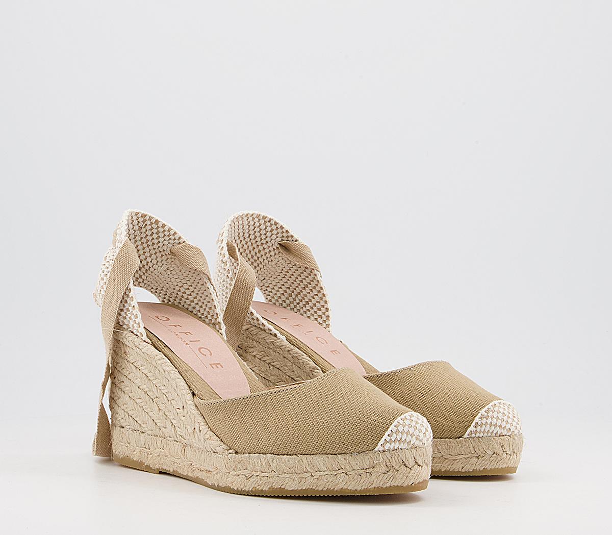 Office Marmalade Part Espadrilles Nude Canvas Mid Heels