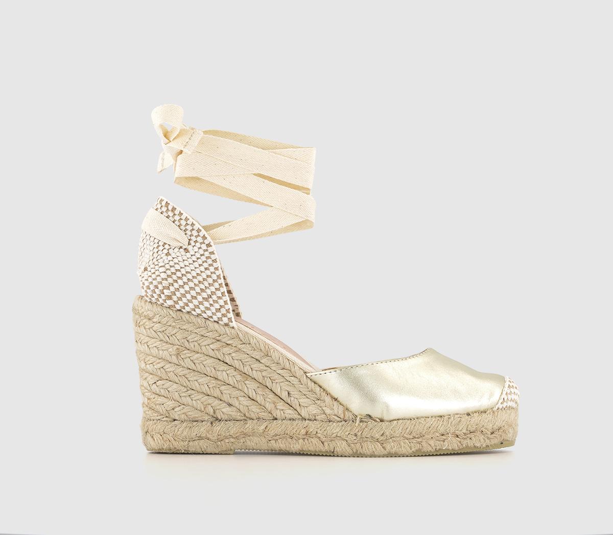 OFFICE Marmalade Espadrille Wedges Gold Leather - Mid Heels