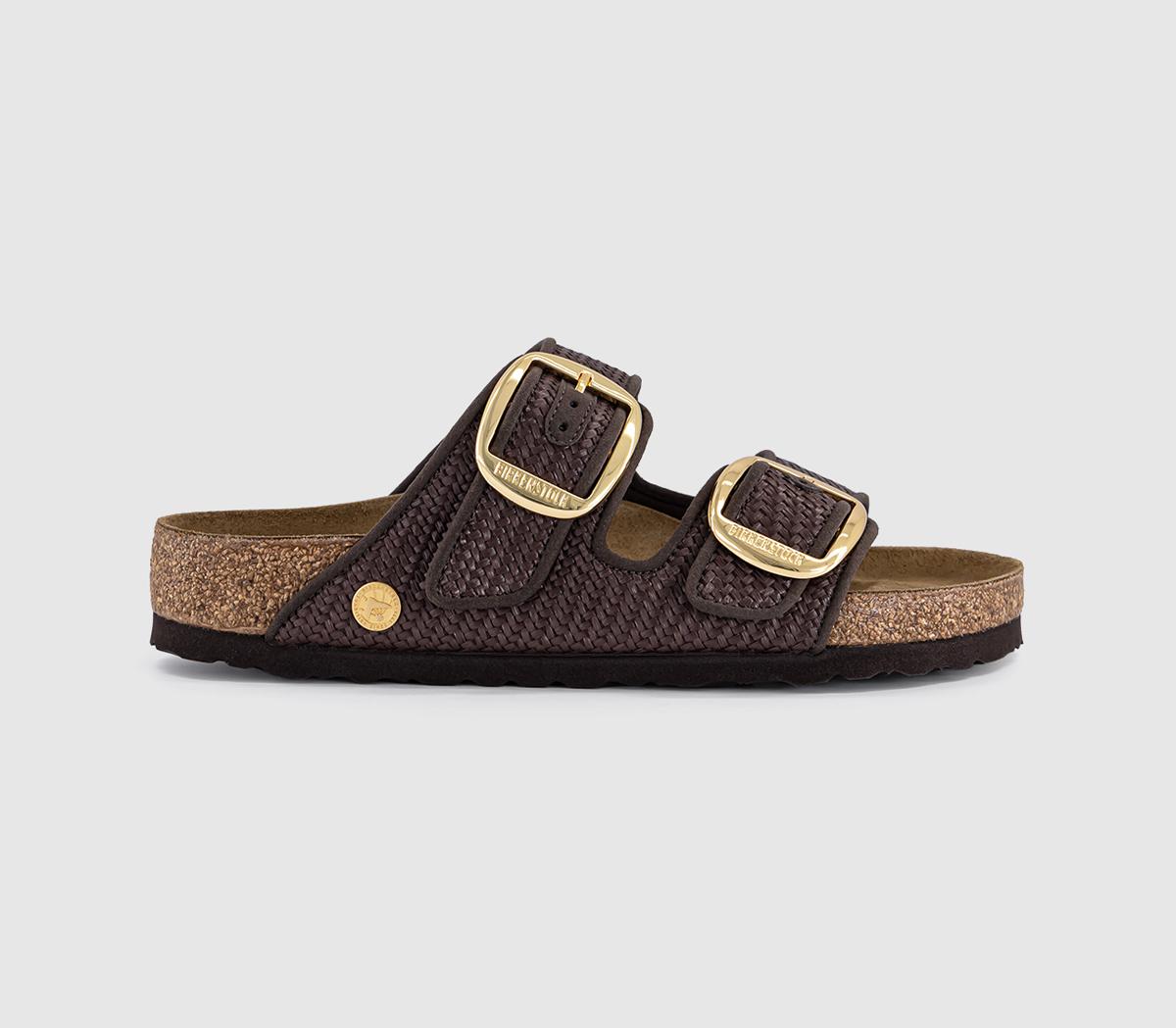 Birkenstock Womens Arizona Big Buckle Sandals Carafe Raffia Brown, 4