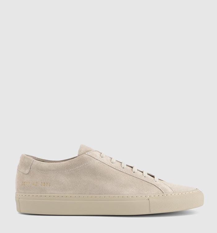 Common Projects Achilles Premium Trainers Warm Grey Suede