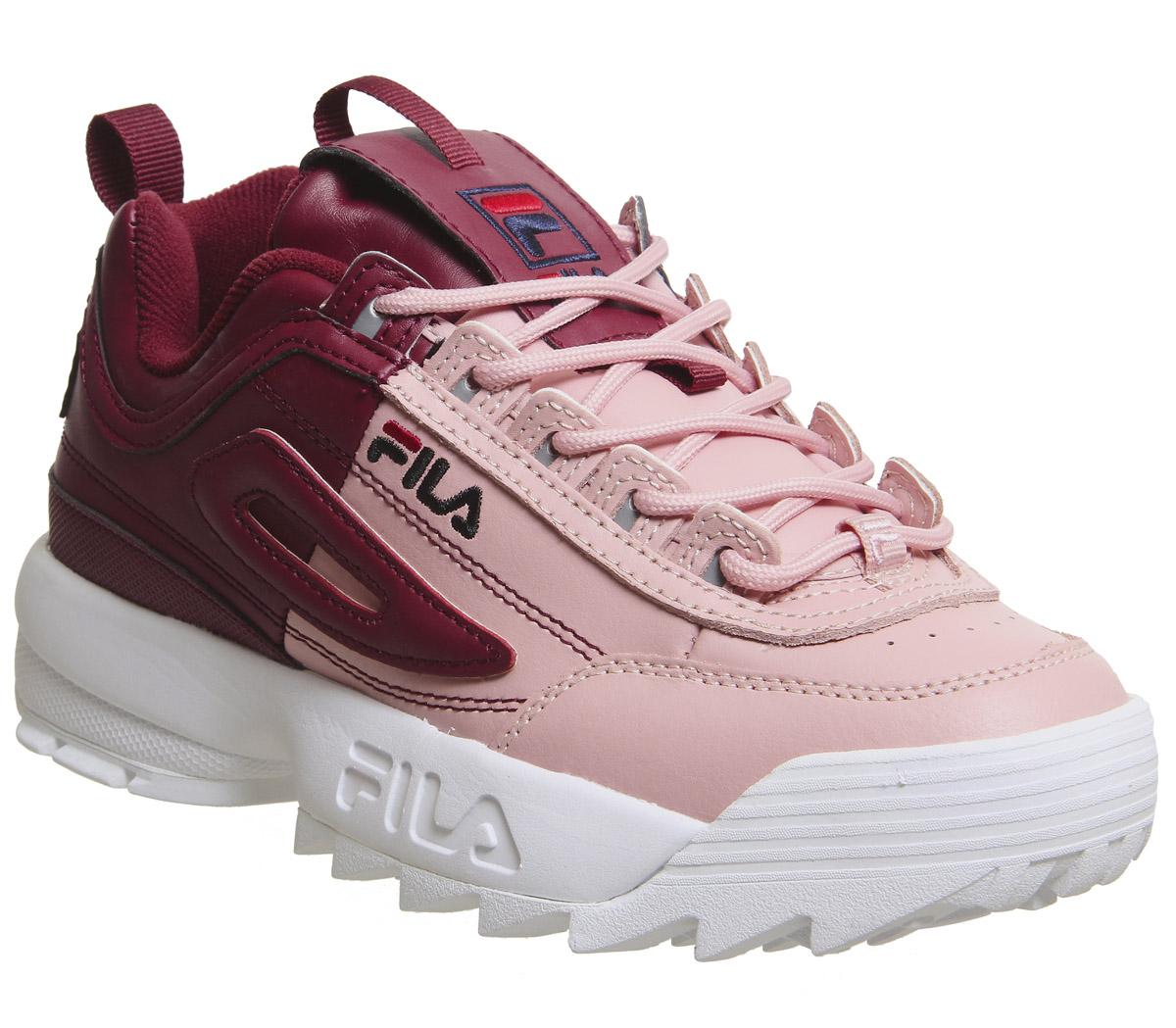 Fila disruptor ii trainers in outlet white with ice pink sole