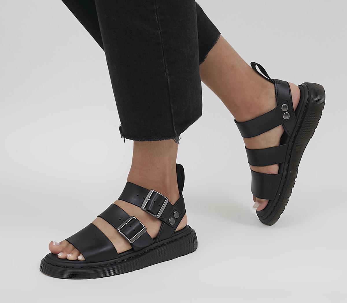 Dr. Martens Gryphon Sandals Black Brando Leather - Women'S Sandals