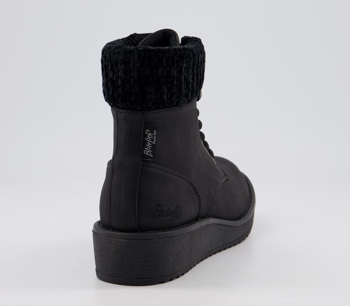 Blowfish MalibuChomper Wedge Boot Blowfish MalibuChomper Wedge BootBlack Utah Pu Knit
