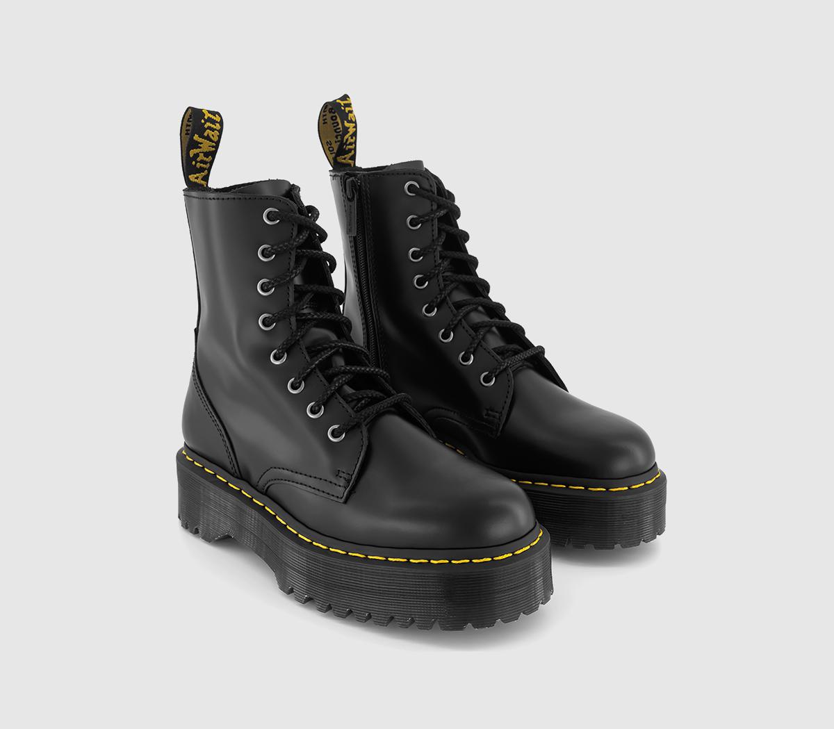 Dr. Martens Kids Black Leather Jadon 8 Eye Boots, Size: 3