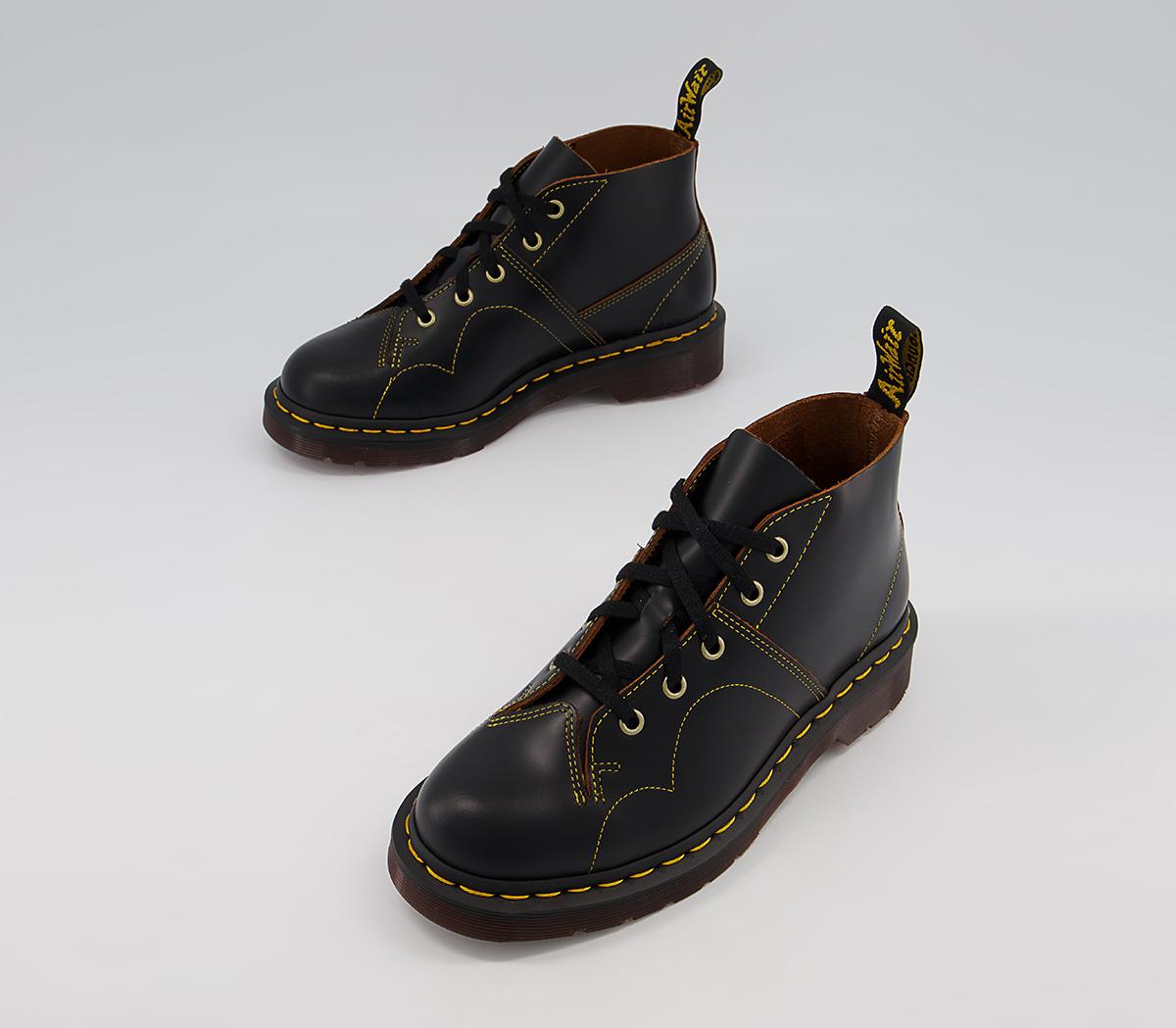 Dr. Martens Church 5 Eye Monkey Boots Black Vintage Smooth