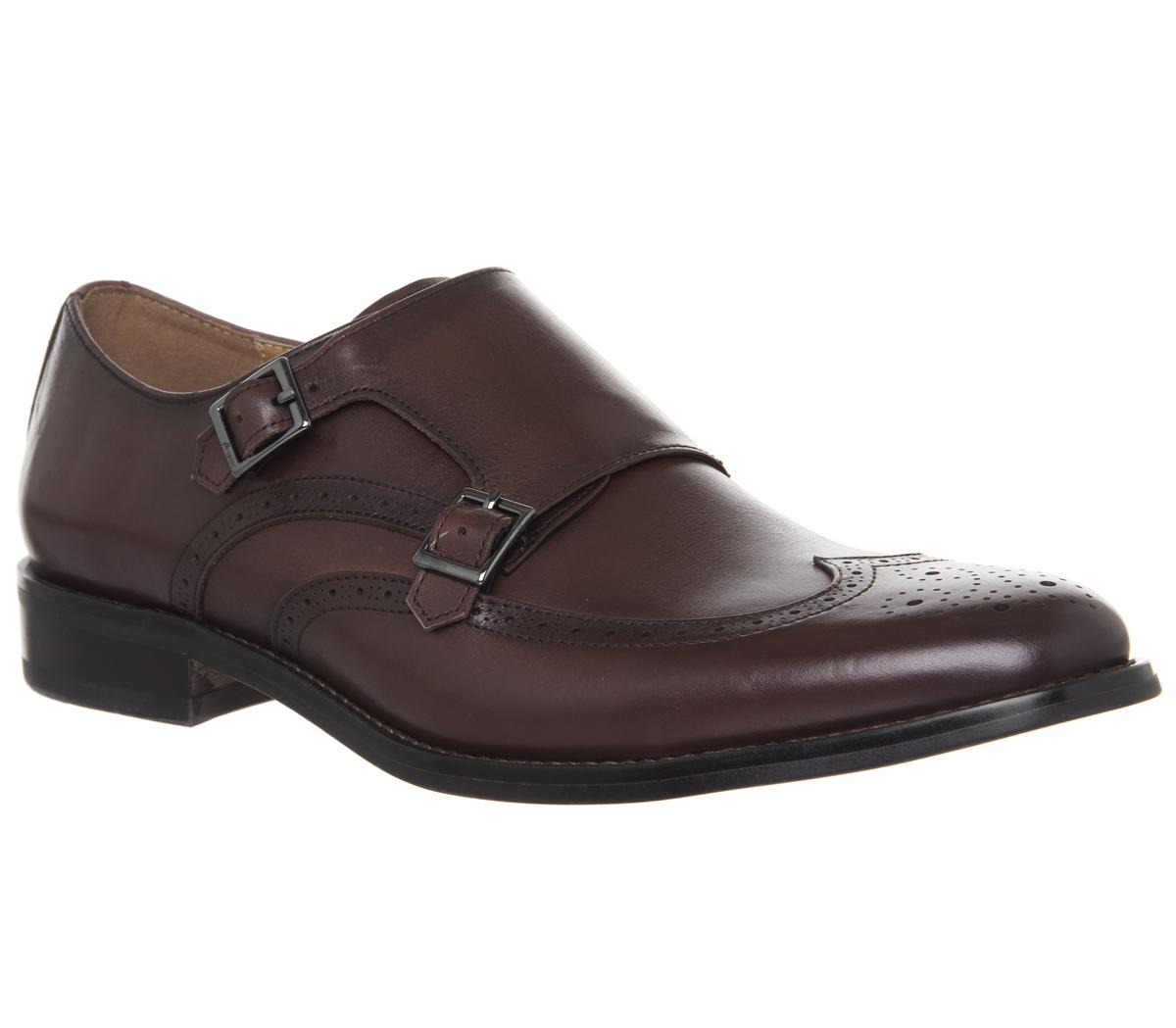 OFFICEImport Brogue Monk ShoesBurgundy Leather