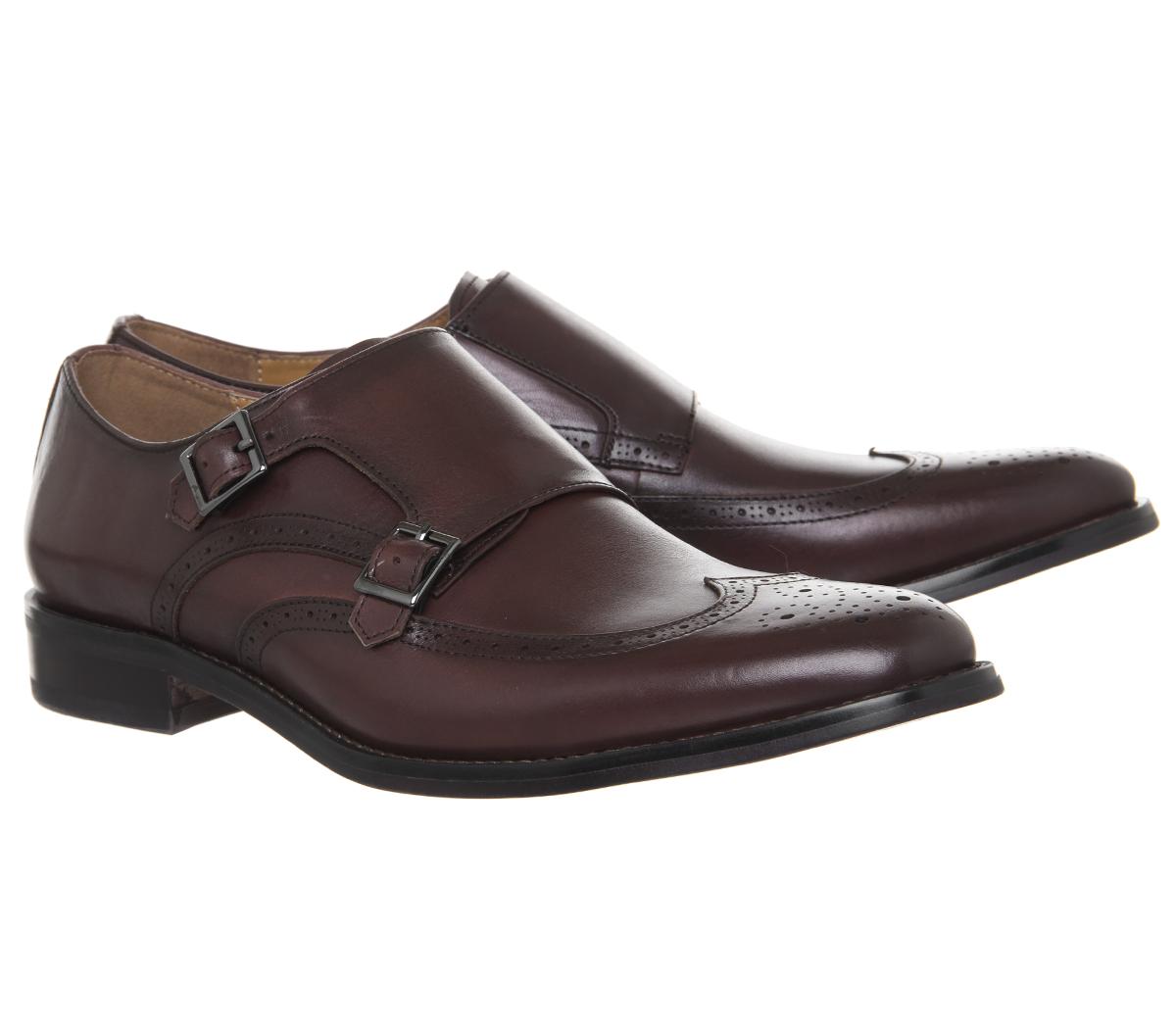 OFFICEImport Brogue Monk ShoesBurgundy Leather