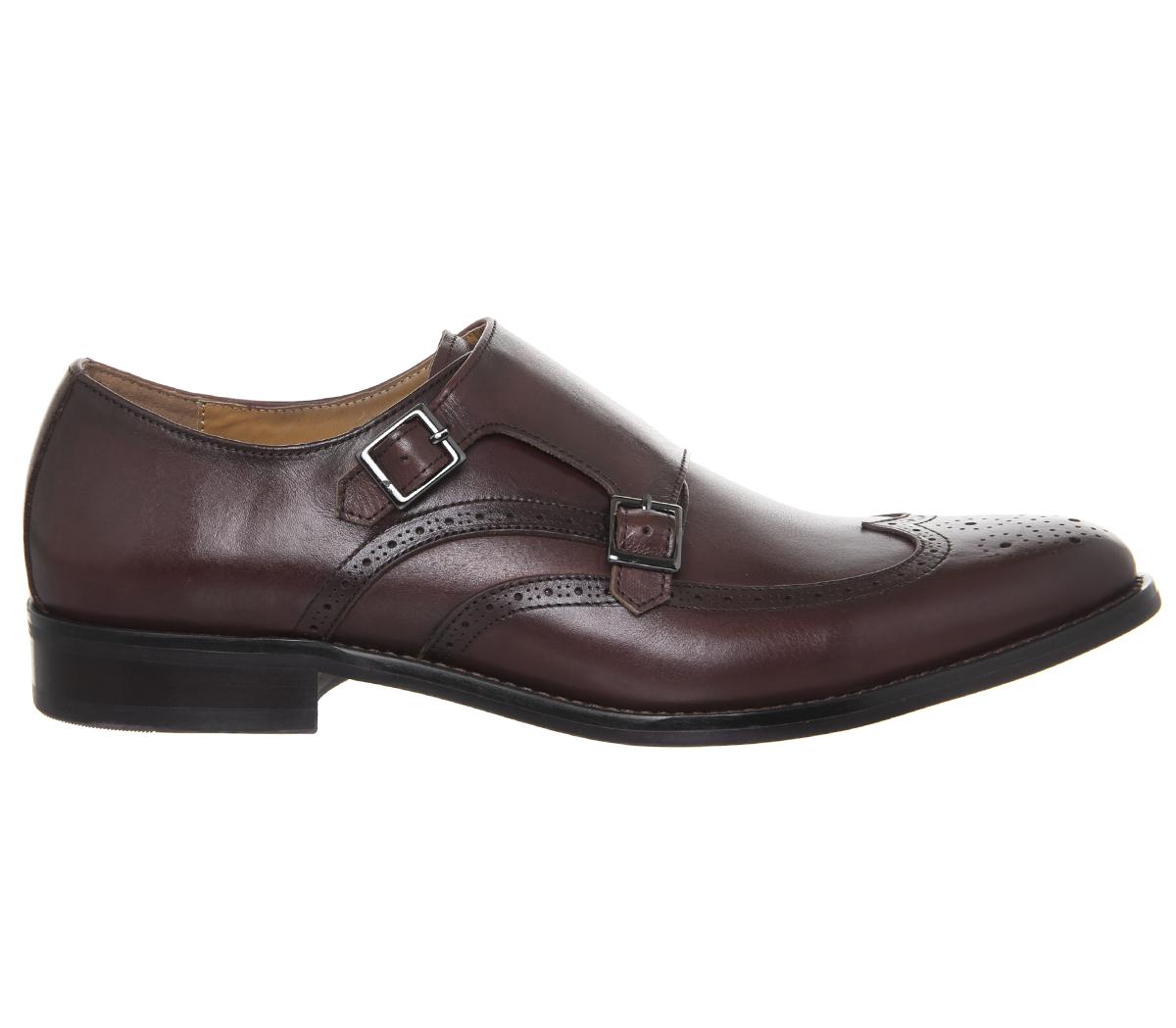 OFFICEImport Brogue Monk ShoesBurgundy Leather