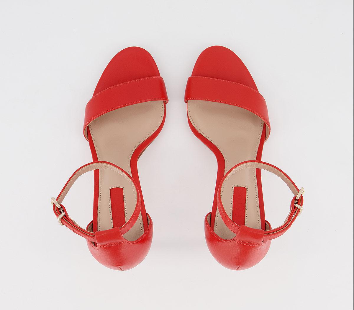 OFFICEMimosa Two Part Mid SandalsRed Leather