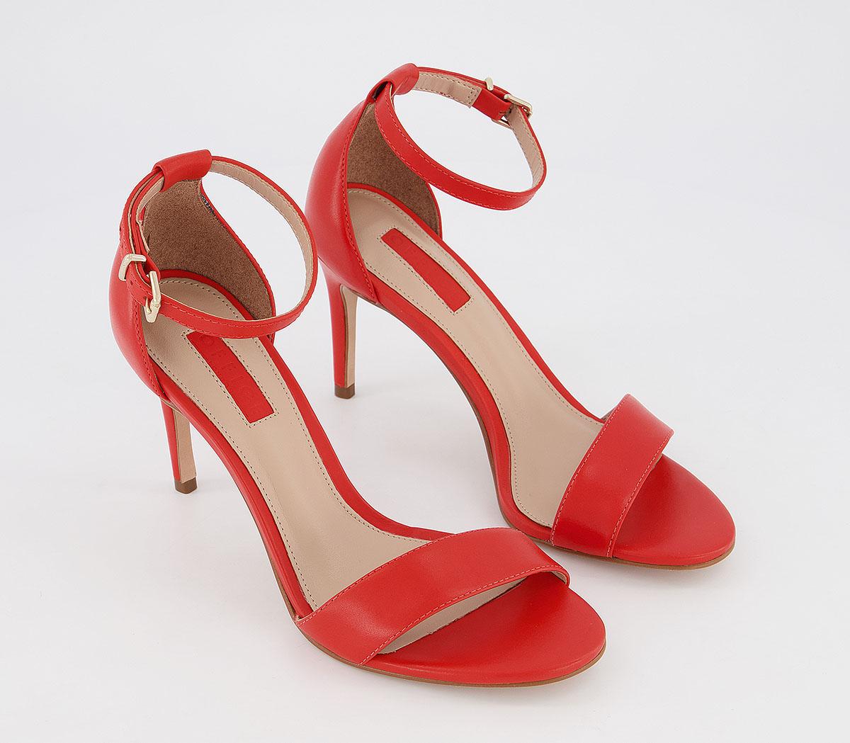 OFFICE Mimosa Two Part Mid Sandals Red Leather - Mid Heels