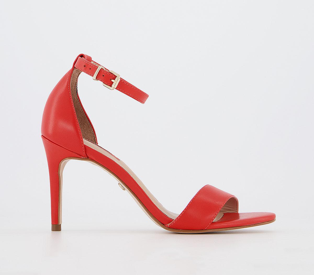 Office Mimosa Two Part Mid Sandals Red Leather - Mid Heels