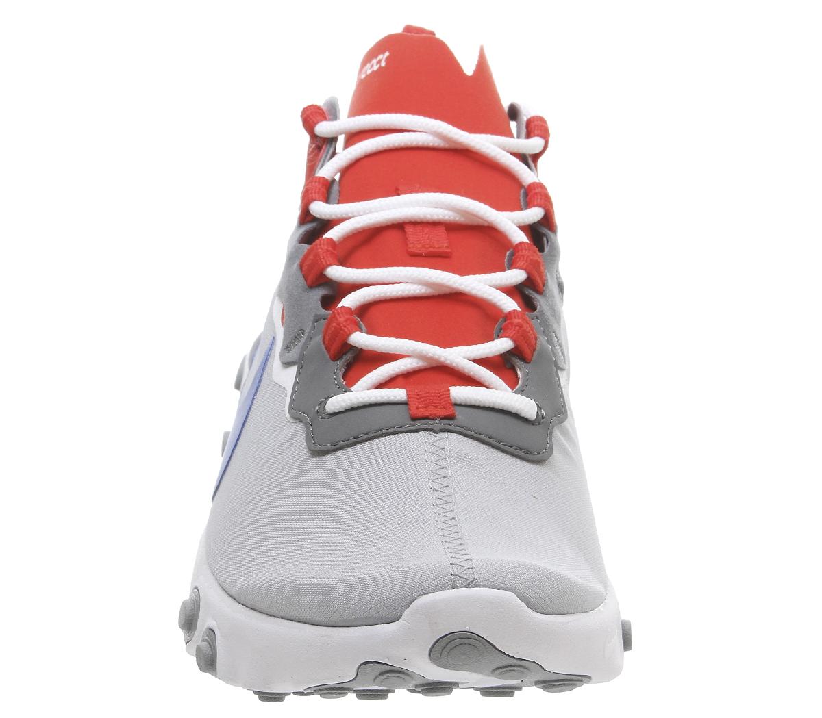 nike react element silver and red sneakers