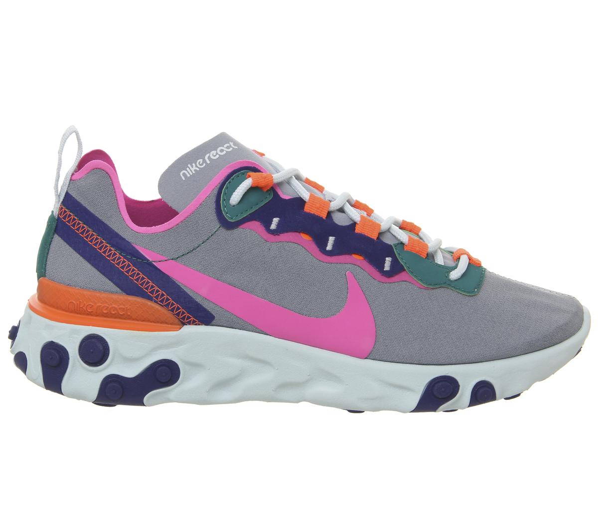 NikeElement React 55Wolf Grey Laser Fuchsia Hyper Crimson